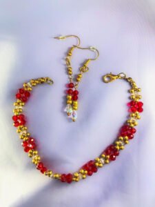 red and gold bracelet set